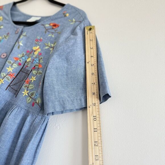 Bechamel Dress Womens S Blue Denim Floral Embroidered Western country cowgirl. - Picture 7 of 12